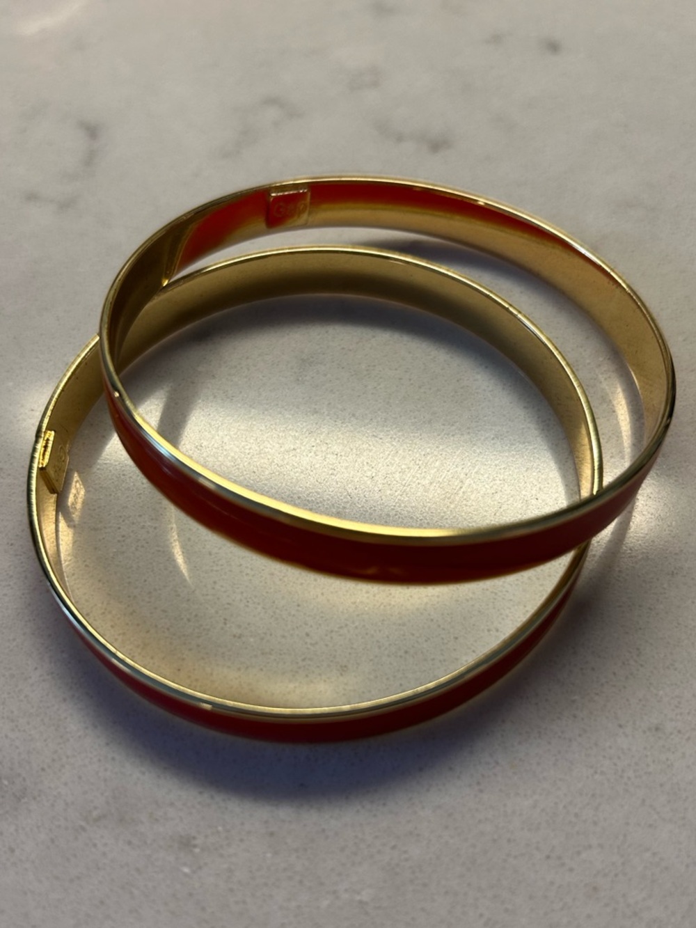 Gold-Tone Bracelet Set from the GAP with Red Enamel Accent
